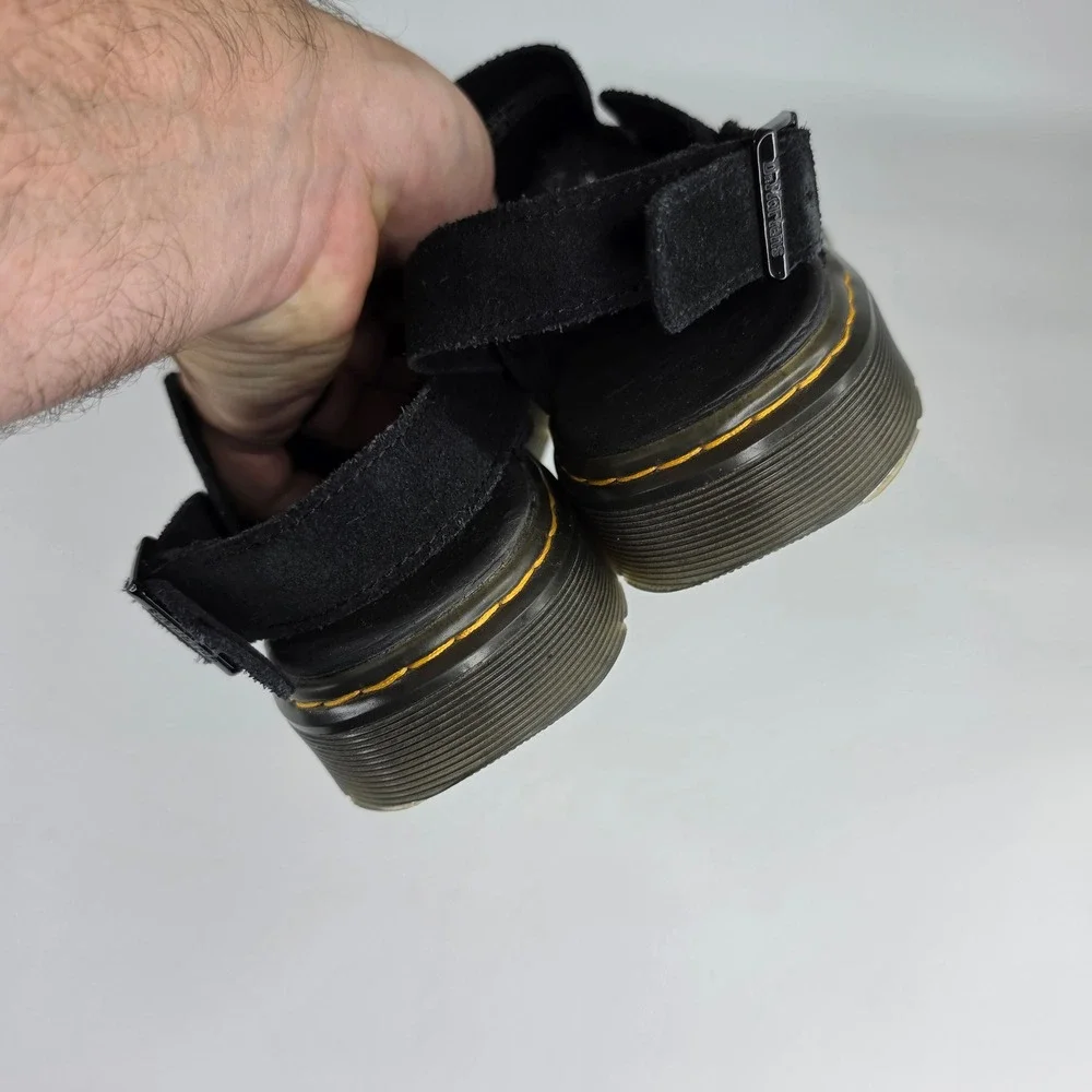 Dr. Martens Carlson Black Suede Lusso Mules Sandals Men 11 Women 12 Buckle Strap